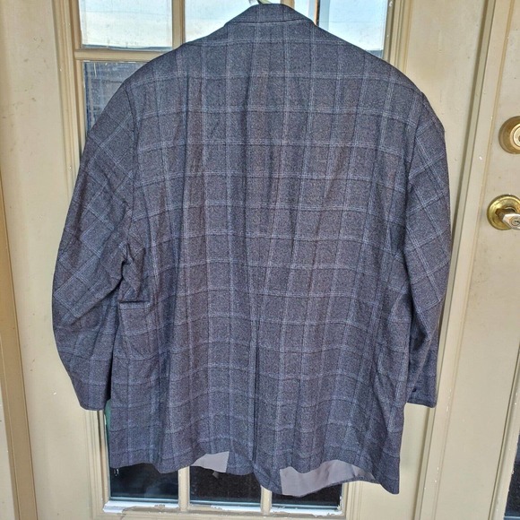 Hickey Freeman Mens Gray Custom Surgical Cuffs Plaid Wool 2 Button Blazer 51 R - Picture 3 of 9